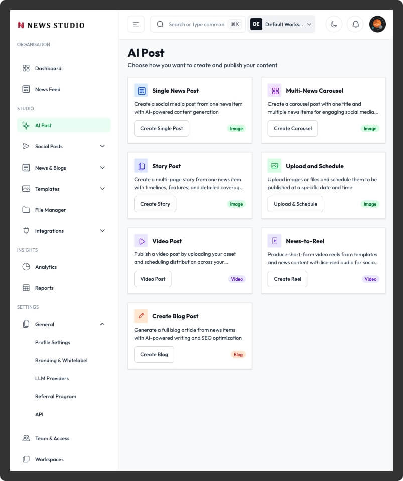 News Studio - Automated Social Media Publishing Workflow